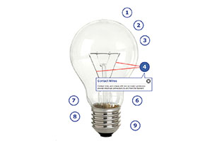 Interactive diagram of a light bulb